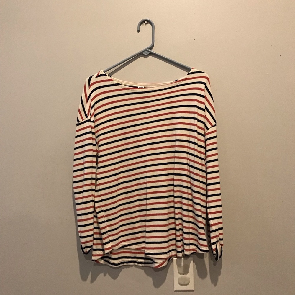 Old Navy Women's Long Sleeve Striped Top - Red, Black, White